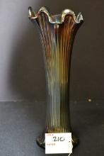 1900s Fenton Amethyst Rib Swung Glass 10" Vase