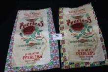 Pair of Vintage 50 Lb. Flour Sacks w/Paper Labels