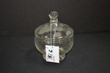 Crystal Rose Etched Lidded Candy Dish; 5-1/2" Tall