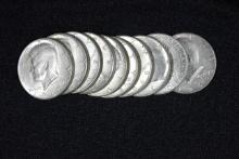 10 - Kennedy 40% Silver Half Dollars; 10xBid