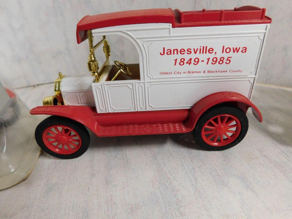 Vehicle Banks: 1986 National Cattle Congress; 1849-1985 Janesville, Ia; Be