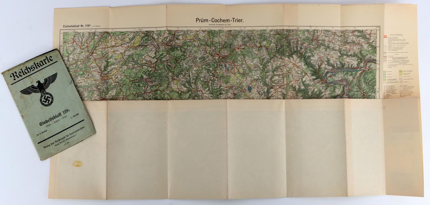 WWII GERMAN MAP CASE AND 2 MAPS