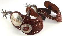 DOUBLE MOUNTED JERRY WALLACE GOLD INLAID SPURS
