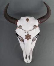 SOUTHWESTERN SKULL ART WITH NATIVE ACCOUTREMENTS
