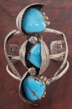 JONAH BEGAY STAMPEDE TURQUOISE STERLING CUFF