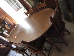 DINING TABLE W/ 6 CHAIRS   65 " W/ LEAF