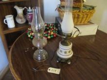 ONE ELECTRIC AND ONE OIL LAMP
