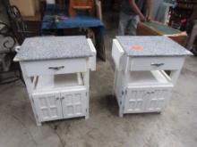 (2) SMALL KITCHEN ISLANDS W/ STONE TOP AND KNIFE SLOTS  25 X 19 X 32 T