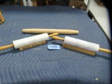 2 MARBLE ROLLING PINS AND WOODEN PIN
