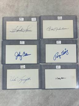 (6) Signed 3 x 5 Index Cards - Sauer, Nicholson, Craig, Callison, Moon and Largagetto