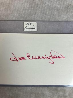 (6) Signed 3 x 5 Index Cards - Ashburn, Cheney, Cunningham, Pesky, Pafko, and Doerr