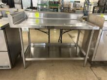 56in Stainless Steel Table W/ Back And Left Side Splash