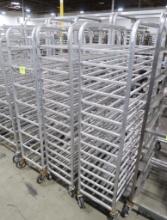 aluminum tub/tray racks, on casters