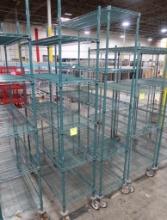 wire shelving units, epoxy coated, on casters