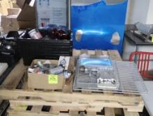 pallet of misc- cake decorating tools, case thermometers, butane,
