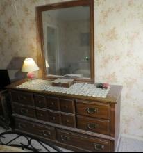 Dresser 8 drawers with mirror, oak,  60"x 32"x17"