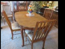 Contemporary dining set with 6 chairs pecan finish
