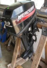 Mercury 9.9 hp electric start outboard boat motor  (engine turns over,  but no fuel tank or prope...