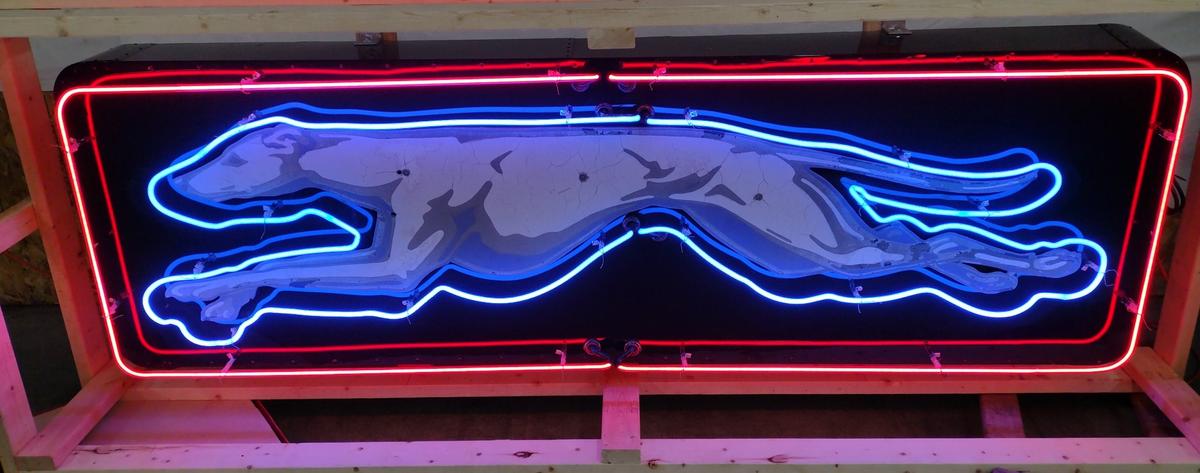 Tin Constructed Single-Sided Neon Greyhound Sign