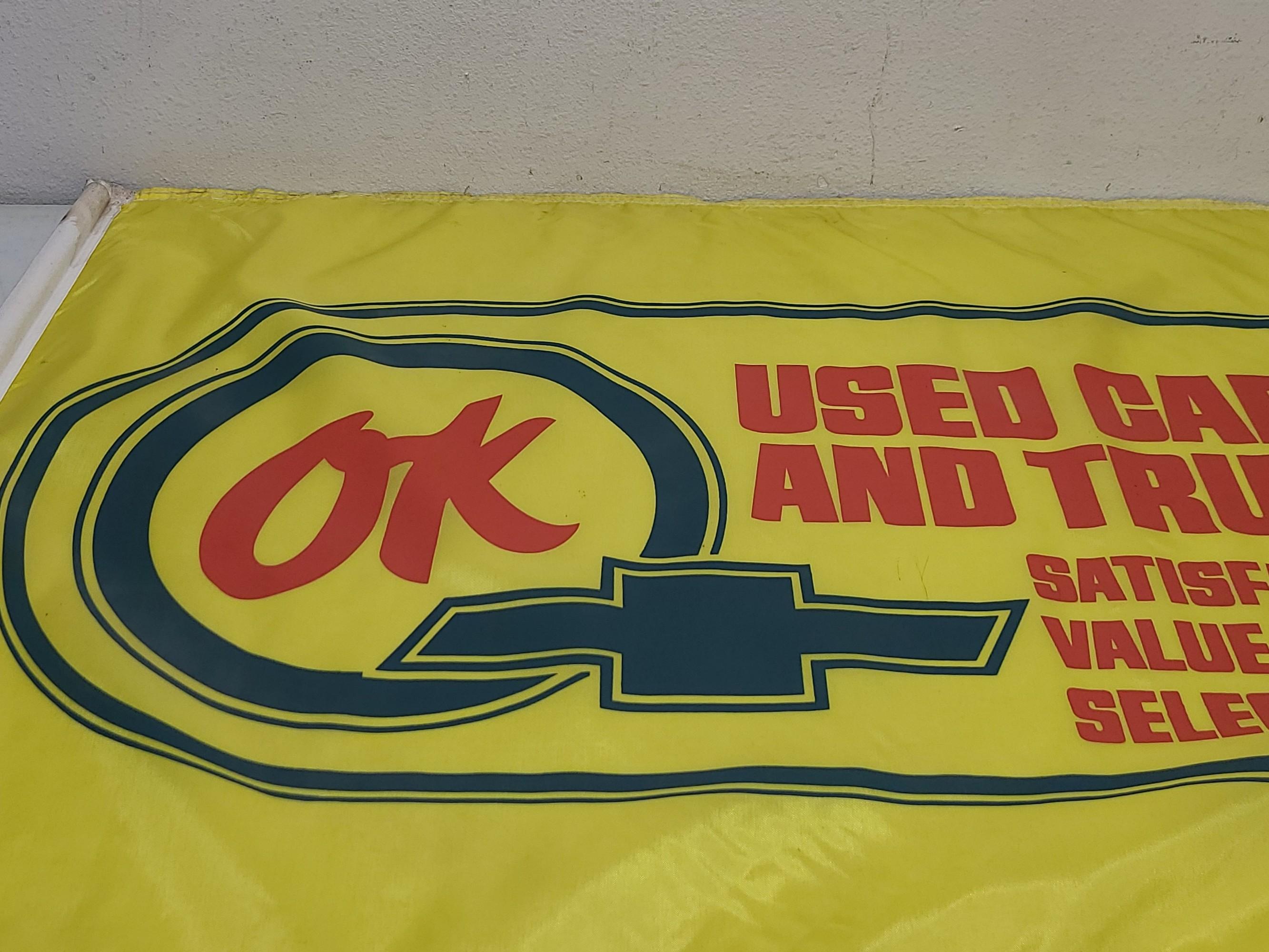 "Ok"  Chevrolet Used Cars Flag with Pole