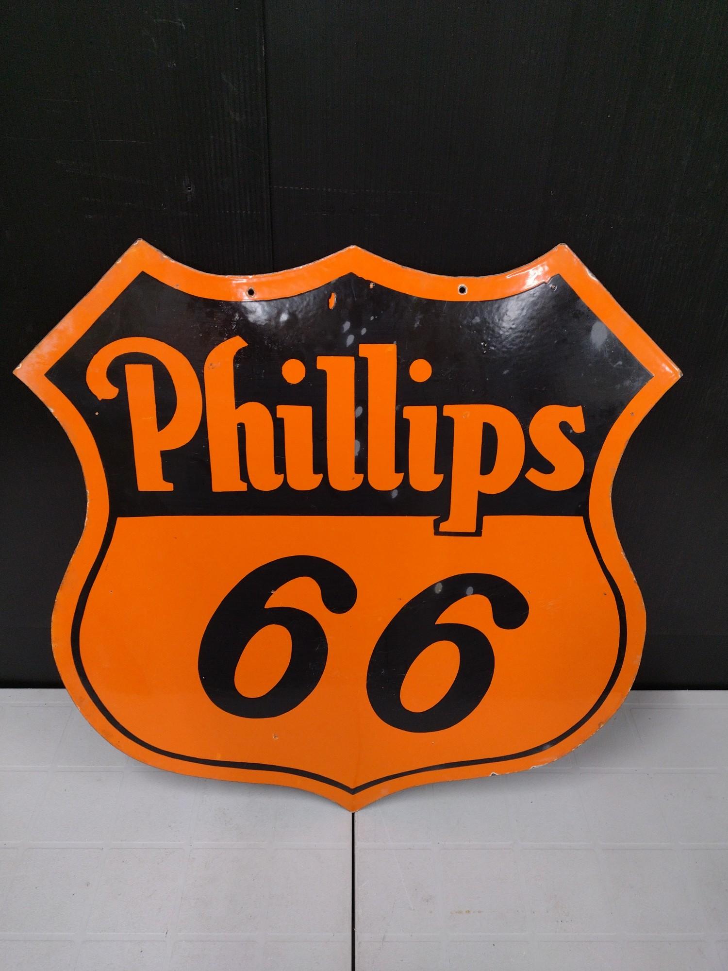 Double Sided Porcelain Phillips 66 Sign