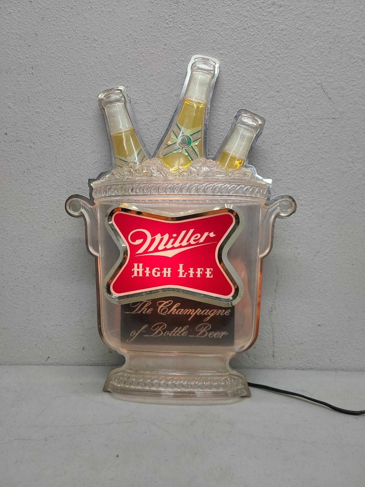 Vintage Miller High Life Lighted Ice Bucket Sign