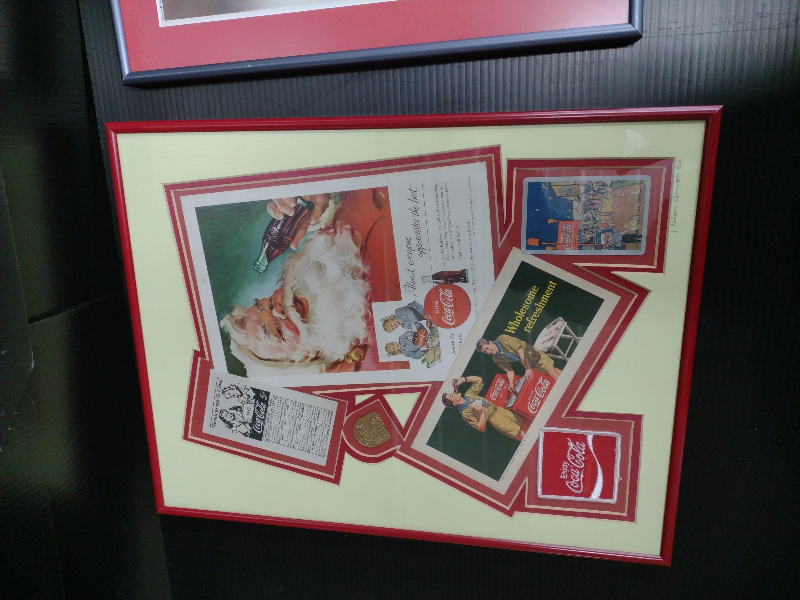 1940s 50s and 60s Framed Coca-Cola Art