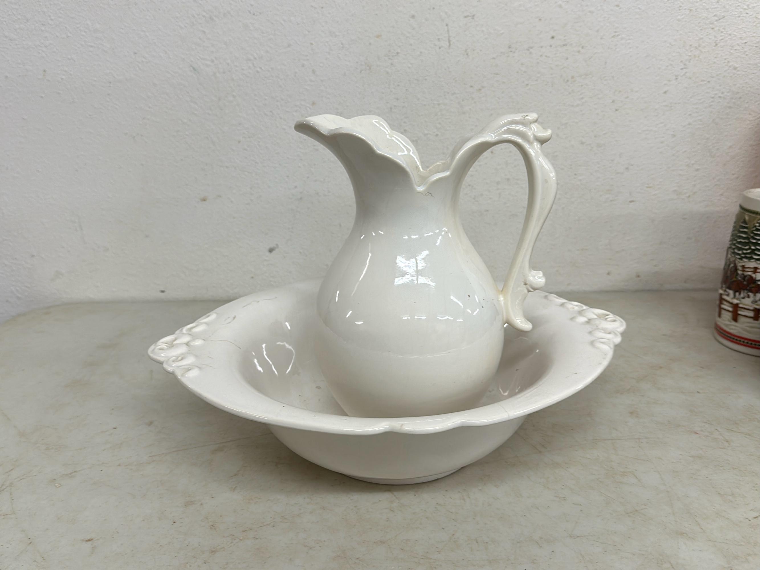 Ironstone & Hager Pitchers With Basins & More