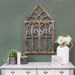 Stratton Home Decor Blessed Laser Cut Wood Window Frame Wall Decor S21060