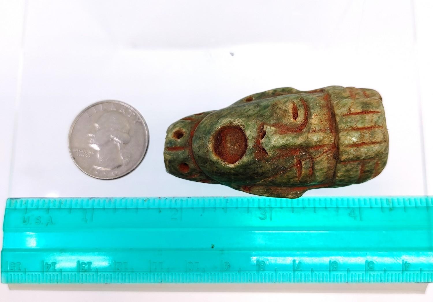 Pre-Columbian Mayan Jade Face Pendant Bead