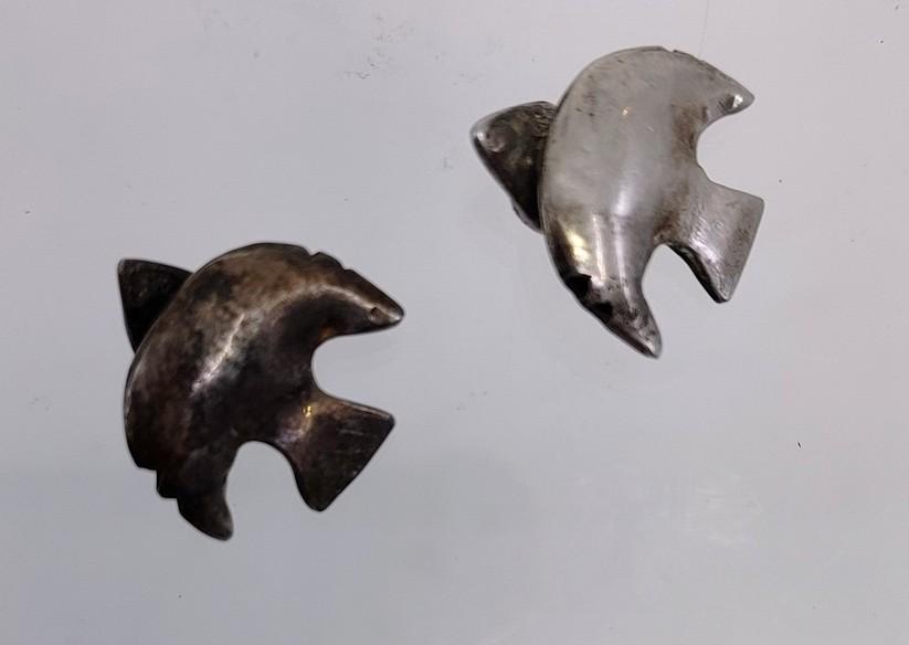 Pre-Columbian Moche Silver Bird Pair