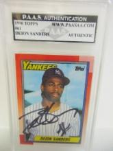 Deion Sanders of the NY Yankees signed autographed slabbed sportscard PAAS COA 854