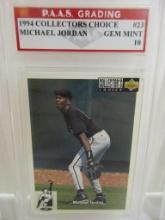 Michael Jordan Chicago White Sox 1994 Collectors Choice #23 graded PAAS Gem Mint 10