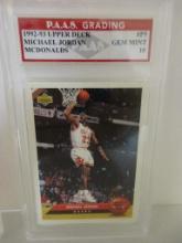 Michael Jordan Bulls 1992-93 Upper Deck McDonalds #P5 graded PAAS Gem Mint 10
