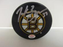 Patrice Bergeron of the Boston Bruins signed autographed logo hockey puck PAAS COA 527
