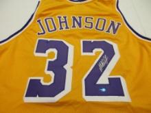 Magic Johnson of the LA Johnson signed autographed basketball jersey TAA COA 747