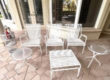 Lot: Patio Furniture Consisting of: (3) Matching Chairs, (2) Matching Tables, (1) Ottoman and (1) St