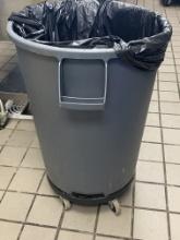 Large trash pails on rolling Dolly