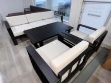 Manhattan, a 4 Piece Outdoor Patio Furniture Set with a 3 Seater Sofa, (2) Side Chairs and a Coffee