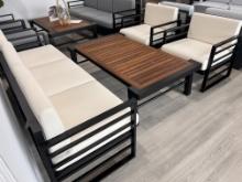Sunset,  a 4 Piece outdoor Furniture Set with a 3 Seater Sofa, (2) Arm Side Chairs and (1) Coffee Ta