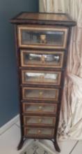 Maitland Smith Jewelry box/ 7 Drawer chest with leather top