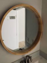 Decorative Wall mirror - 30" r   light wood