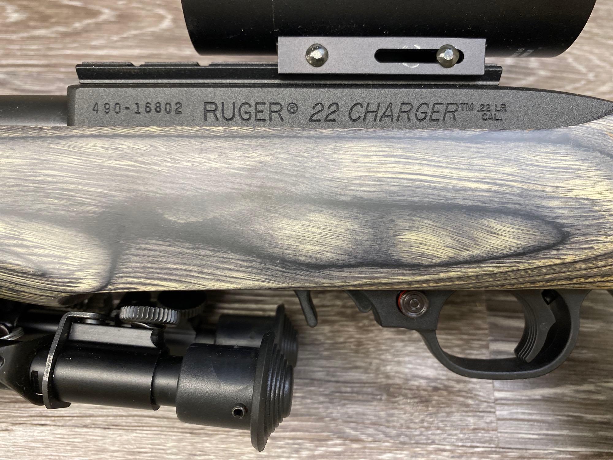 OUT OF STATE ONLY CUSTOM RUGER CHARGER SEMI-AUTO PISTOL .22 LR w/BIPOD & HOLOGRAPHIC SIGHT