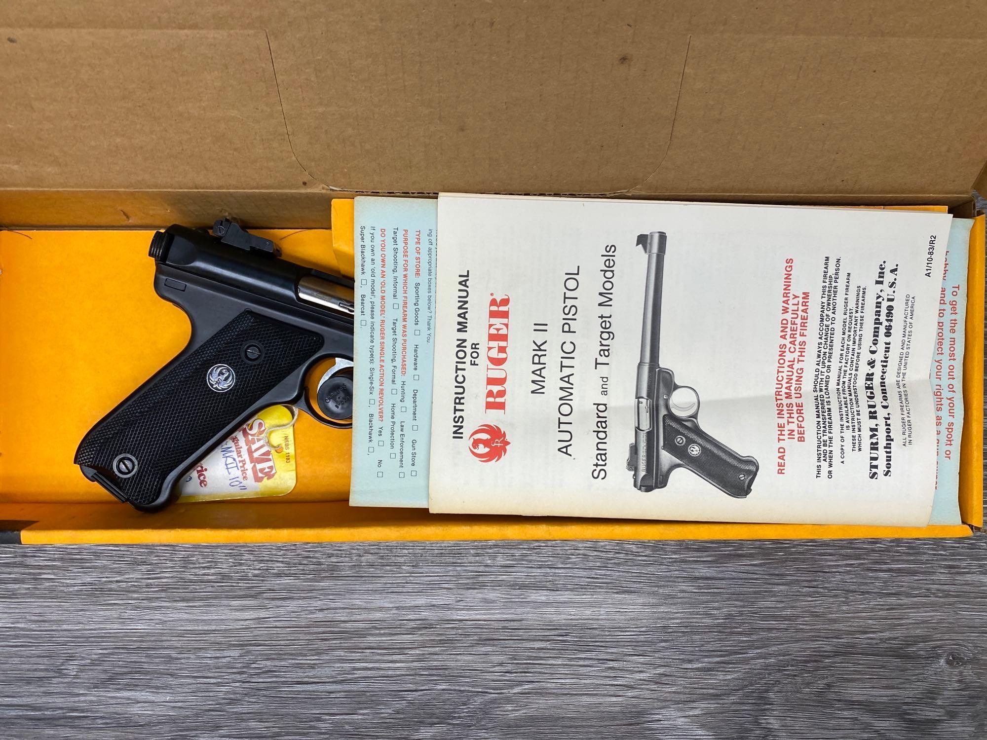 BOXED RUGER MARK II TARGET SEMI-AUTO PISTOL WITH 10" BULL BARREL