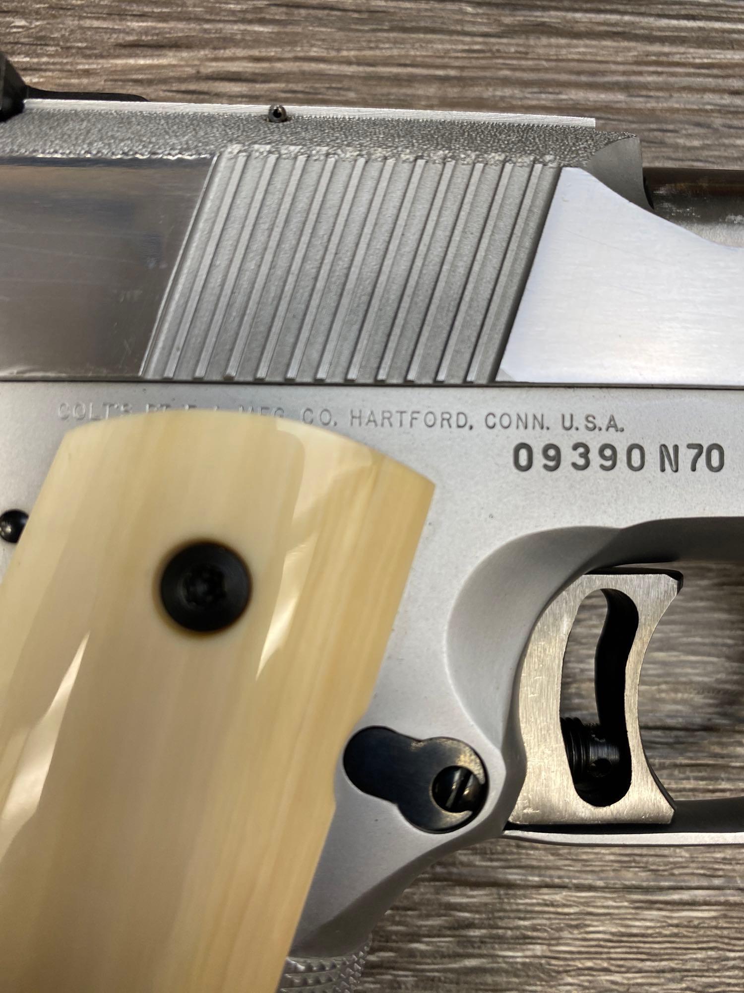 CASED COLT 1911 STAINLESS GOLD CUP NATIONAL MATCH .45 SEMI-AUTO PISTOL