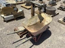 WHEEL BARROW AND ANTIQUE SCALE