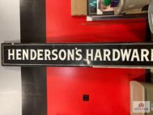 1920's "Hendersons Hardware" Advertising Sign