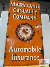 1920's "Maryland Casualty Co. Automobile Insurance" Porcelain Sign