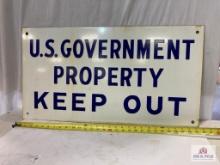1920's-1940's "U.S. Government Property Keep Out" Porcelain Sign