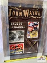 John Wayne "Pals of the Saddle" Black & White photograph framed with John Wayne knife